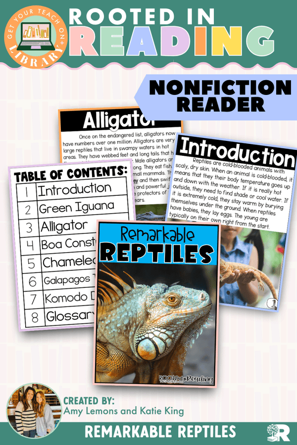 Rooted in Reading Nonfiction Reader: Remarkable Reptiles – printable reading classroom resource by Get Your Teach On