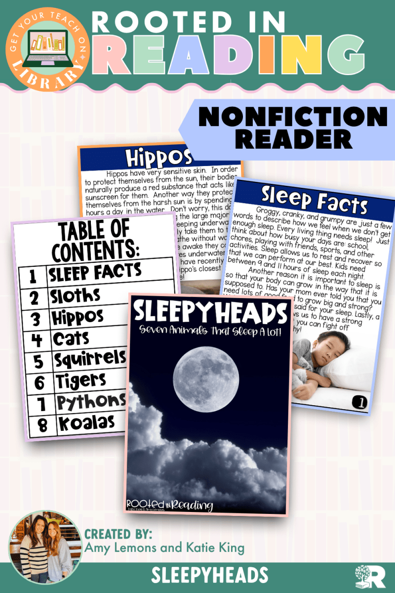 Rooted in Reading Nonfiction Reader: Sleepyheads Seven Animals that Sleep A Lot! - Shop GYTO - Get Your Teach On