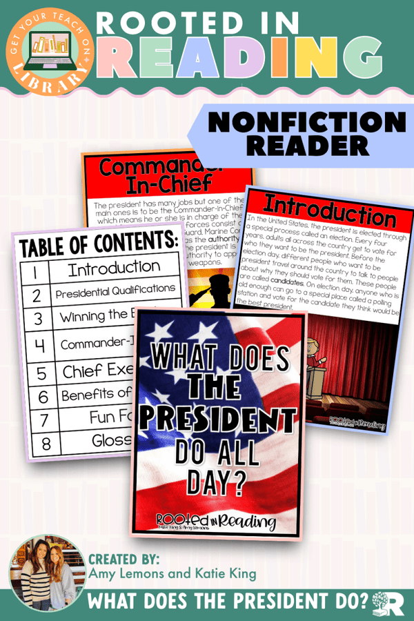 Rooted in Reading Nonfiction Reader: What Does the President Do All Day? – reading resource by Get Your Teach On