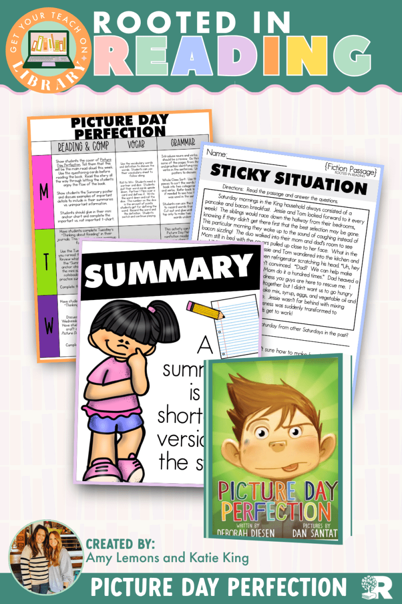 Rooted in Reading: Picture Day Perfection Read Aloud Activities | Reading Comprehension for Writing a Summary - Shop GYTO - Get Your Teach On