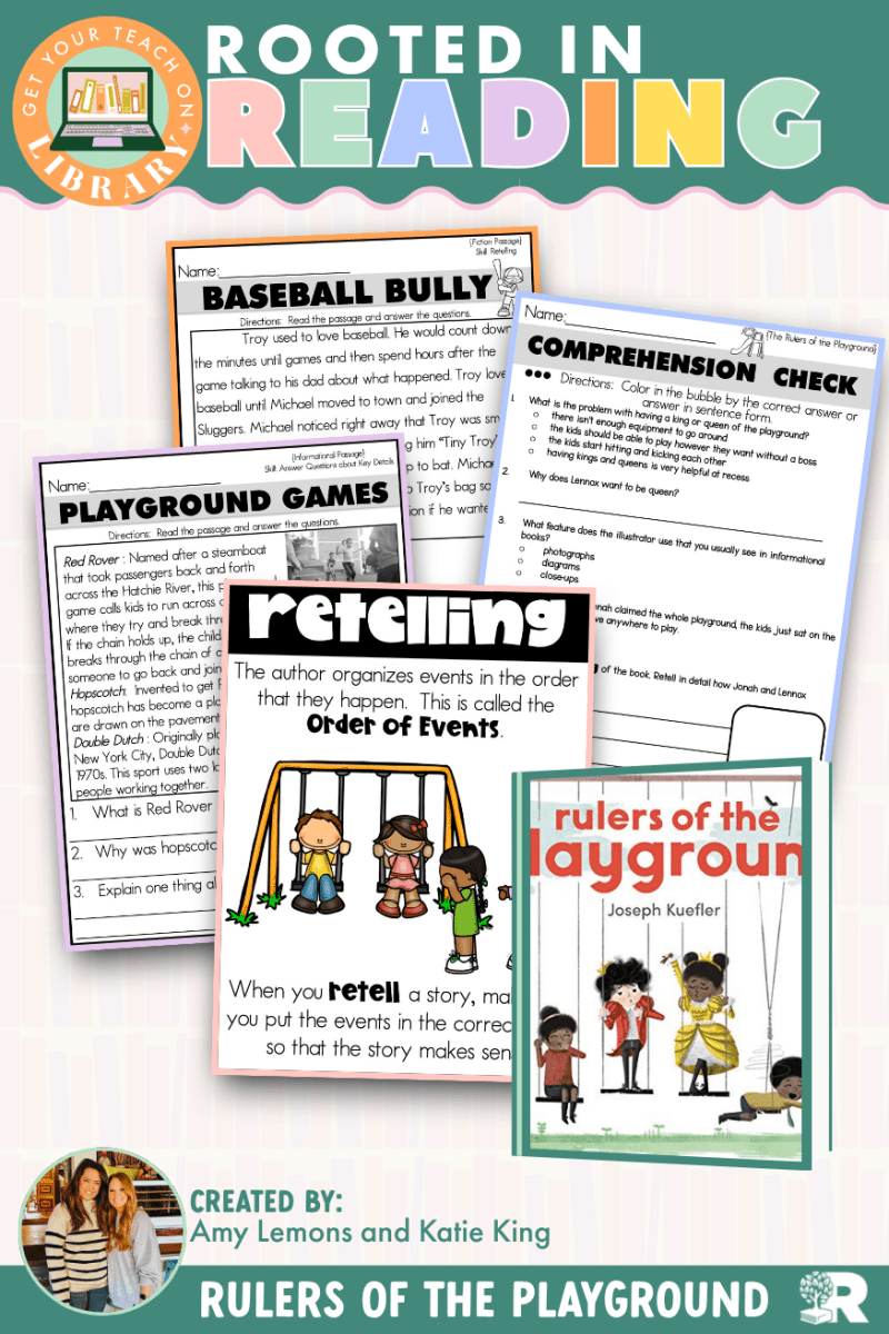 Rooted in Reading: Rulers of the Playground Read Aloud Activities | Reading Comprehension for Problem and Solution - Shop GYTO - Get Your Teach On
