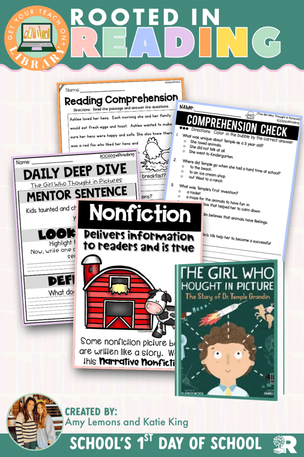 Rooted in Reading: The Girl Who Thought in Pictures read aloud activities for nonfiction by Get Your Teach On