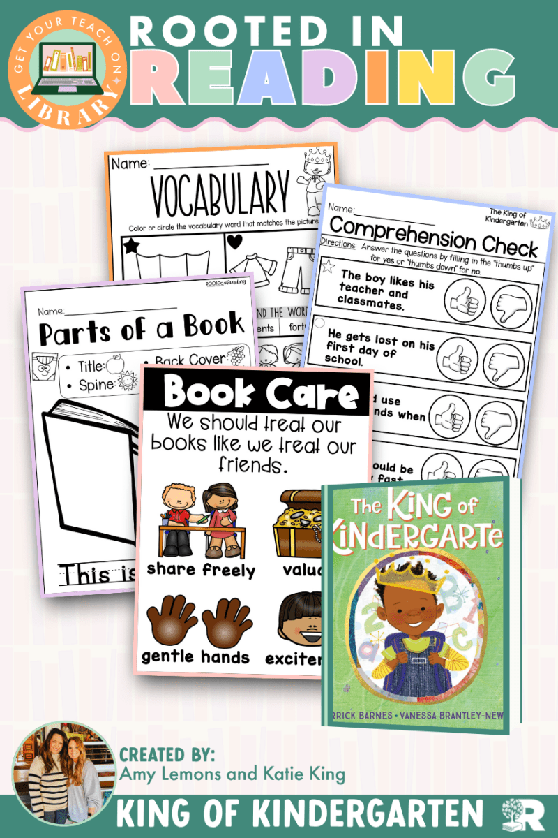 Rooted in Reading: The King of Kindergarten Read Aloud Activities | Reading Comprehension for Parts of a Book - Shop GYTO - Get Your Teach On