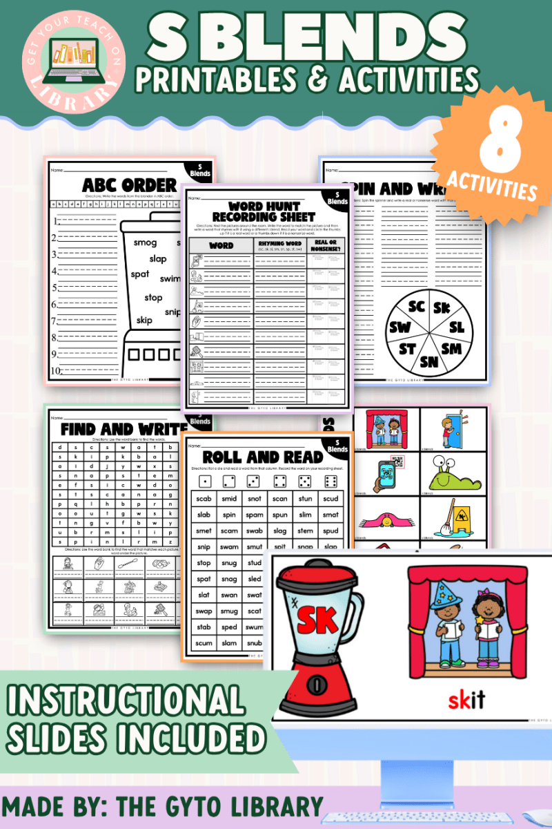 S Blends Word Work Activities | Supplemental Phonics Practice for Decoding & Fluency - Shop GYTO - Get Your Teach On