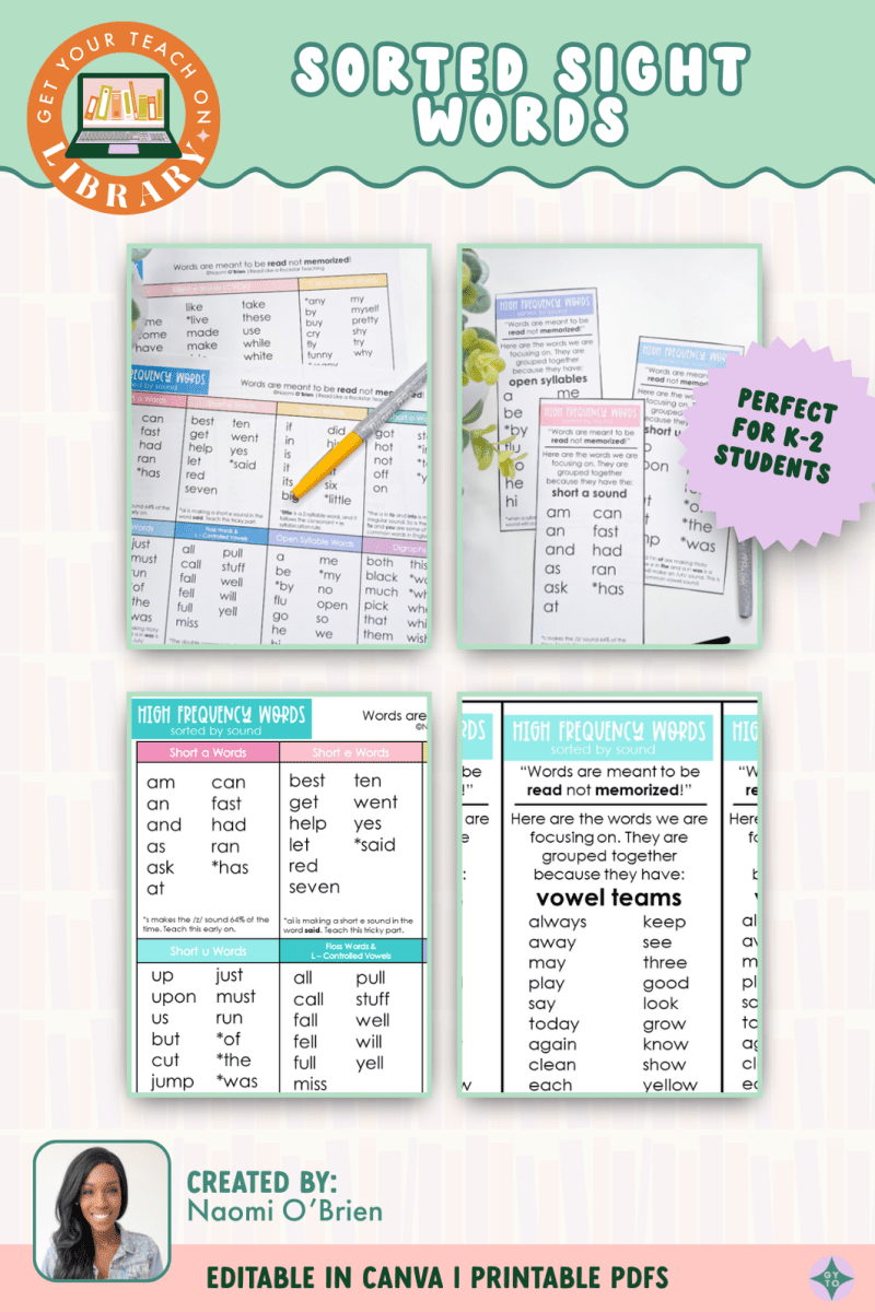 Sight Words: Sorted by Sound - Shop GYTO - Get Your Teach On