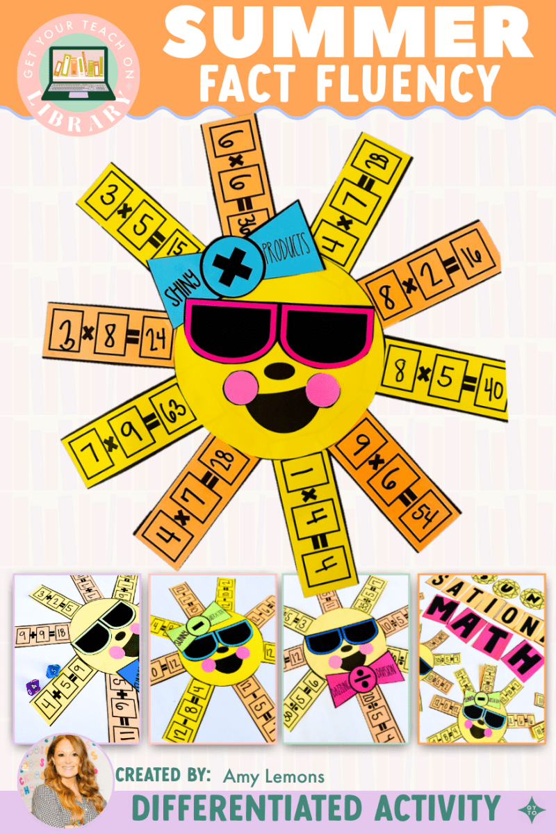 Summer Math Craft for Fact Fluency: Addition, Subtraction, Multiplication, Division - Shop GYTO - Get Your Teach On