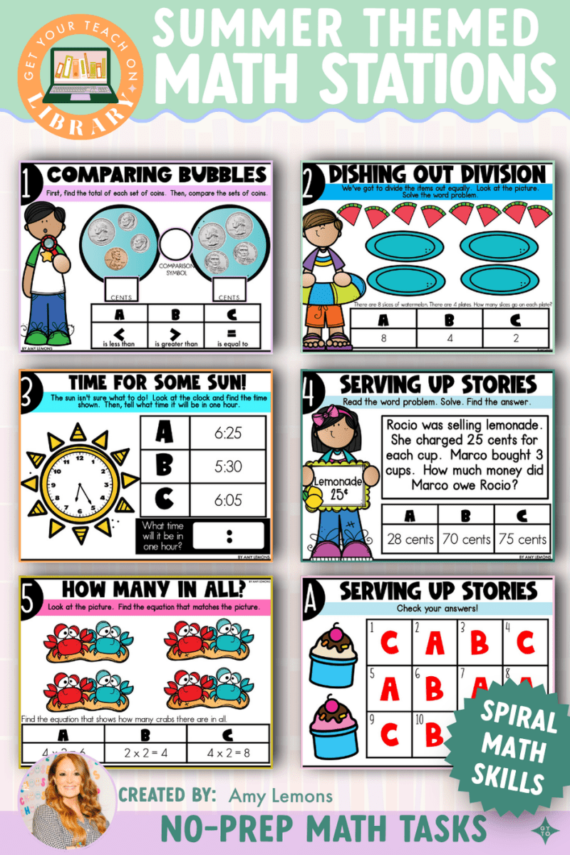 Summer Themed Math Stations for 2nd and 3rd Grade - Shop GYTO - Get Your Teach On