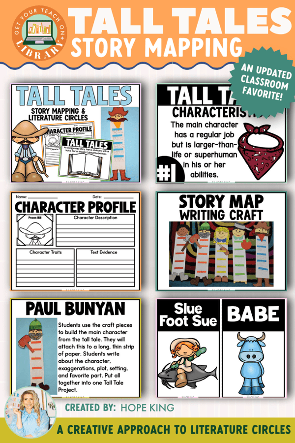 Tall Tales: Story Mapping & Literature Circles – printable reading resource for grades 3–4 by Hope King and Get Your Teach On