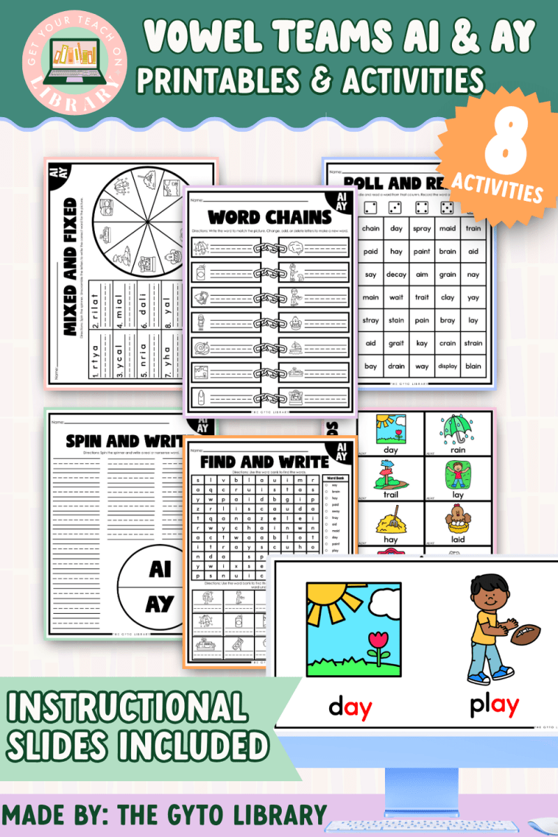 Vowel Team AI & AY Word Practice | Supplemental Phonics Activities for Decoding & Word Work - Shop GYTO - Get Your Teach On