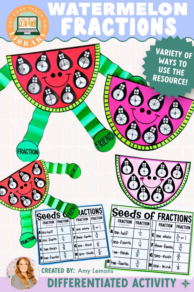 Watermelon Fraction Math Craft | Identifying Fractions & Comparing Fractions - Shop GYTO - Get Your Teach On