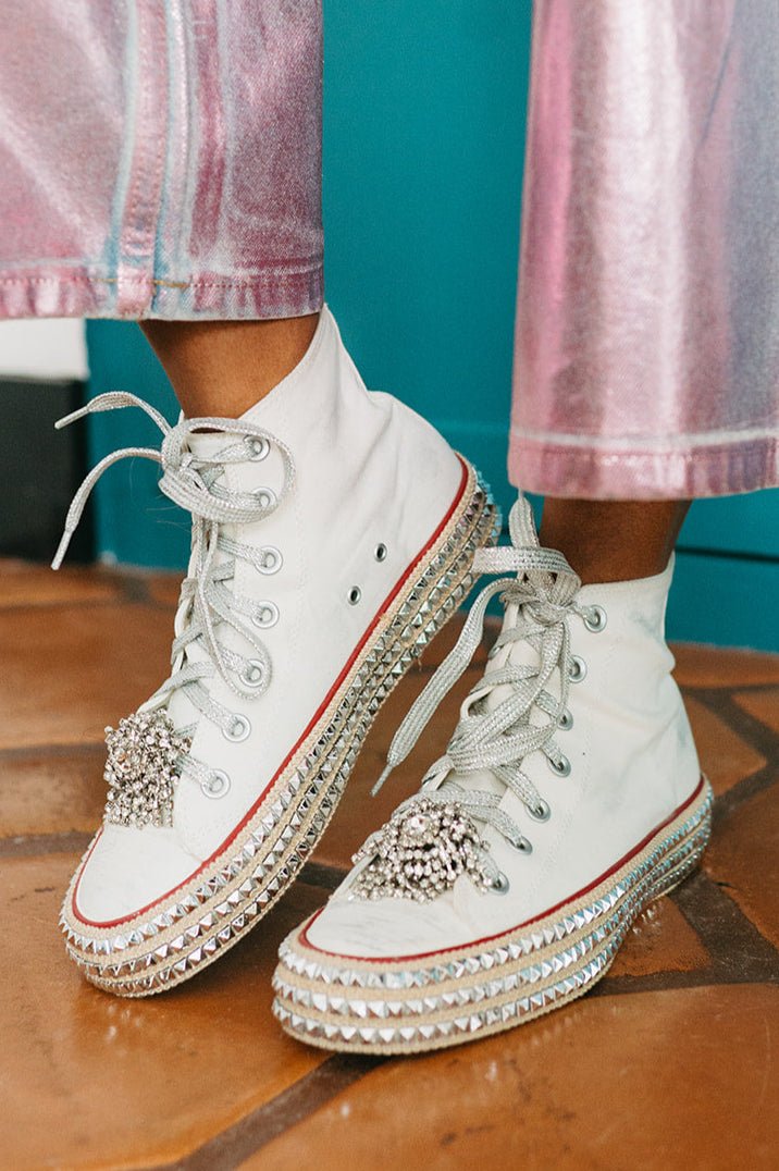 White Jeweled High Tops - GYTO Collective - Get Your Teach On