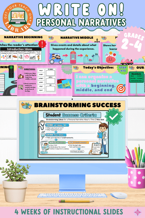 Write On! Personal Narrative Writing Instructional Slides – writing resource by Hope King, Amy Lemons and Get Your Teach On