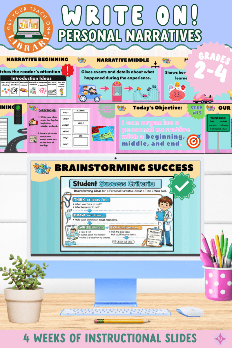 Write On! 2nd & 3rd Grade for Personal Narrative Instructional Slides - Shop GYTO - Get Your Teach On