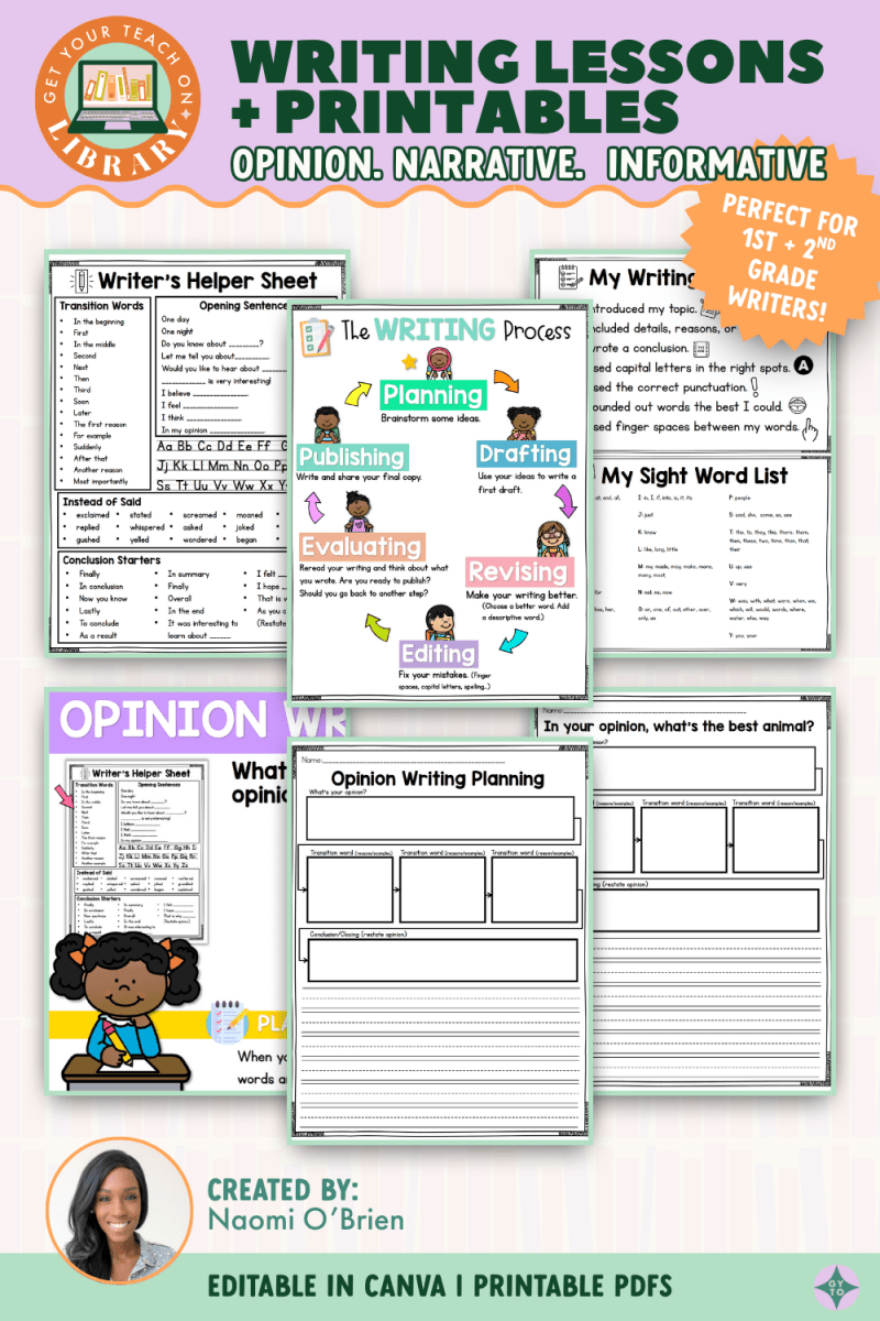 Writing Lessons & Printables: Opinion, Informative, and Narrative Writing - Shop GYTO - Get Your Teach On