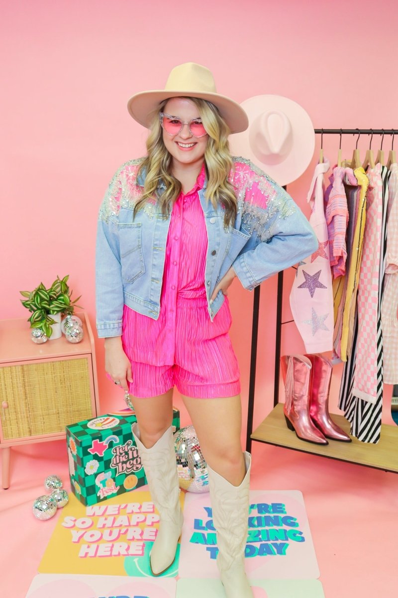 Mesh Sequin Denim Jacket - GYTO Collective - Get Your Teach On
