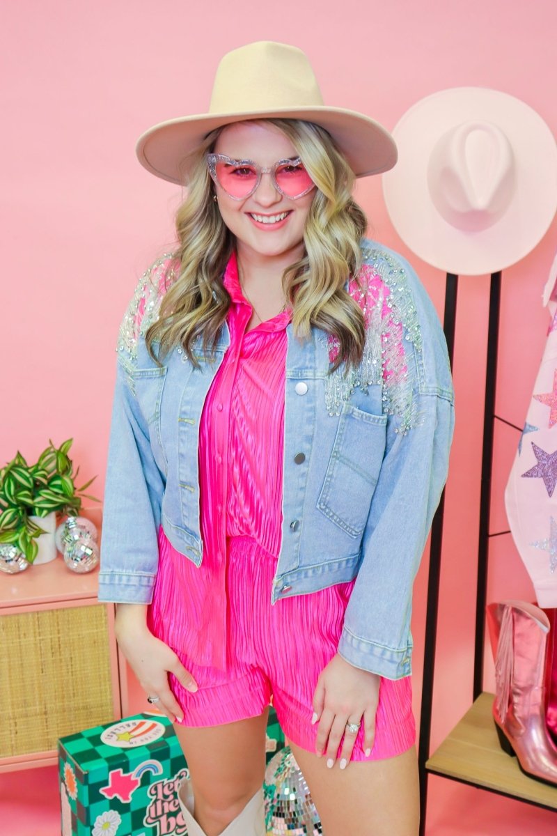 Mesh Sequin Denim Jacket - GYTO Collective - Get Your Teach On