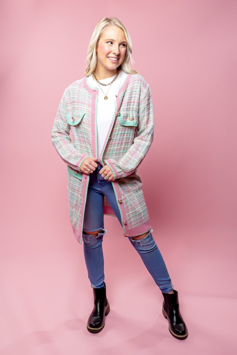 Pastel Crochet Long Cardigan - GYTO Collective - Get Your Teach On
