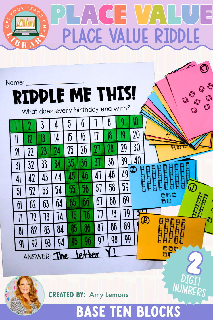 Two-Digit Place Value Party Riddle: Base-Ten Blocks to 100