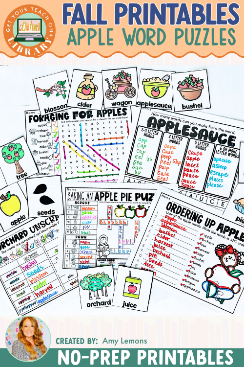 Fall No-Prep Printable: Apple Word Puzzles & Vocabulary Printables