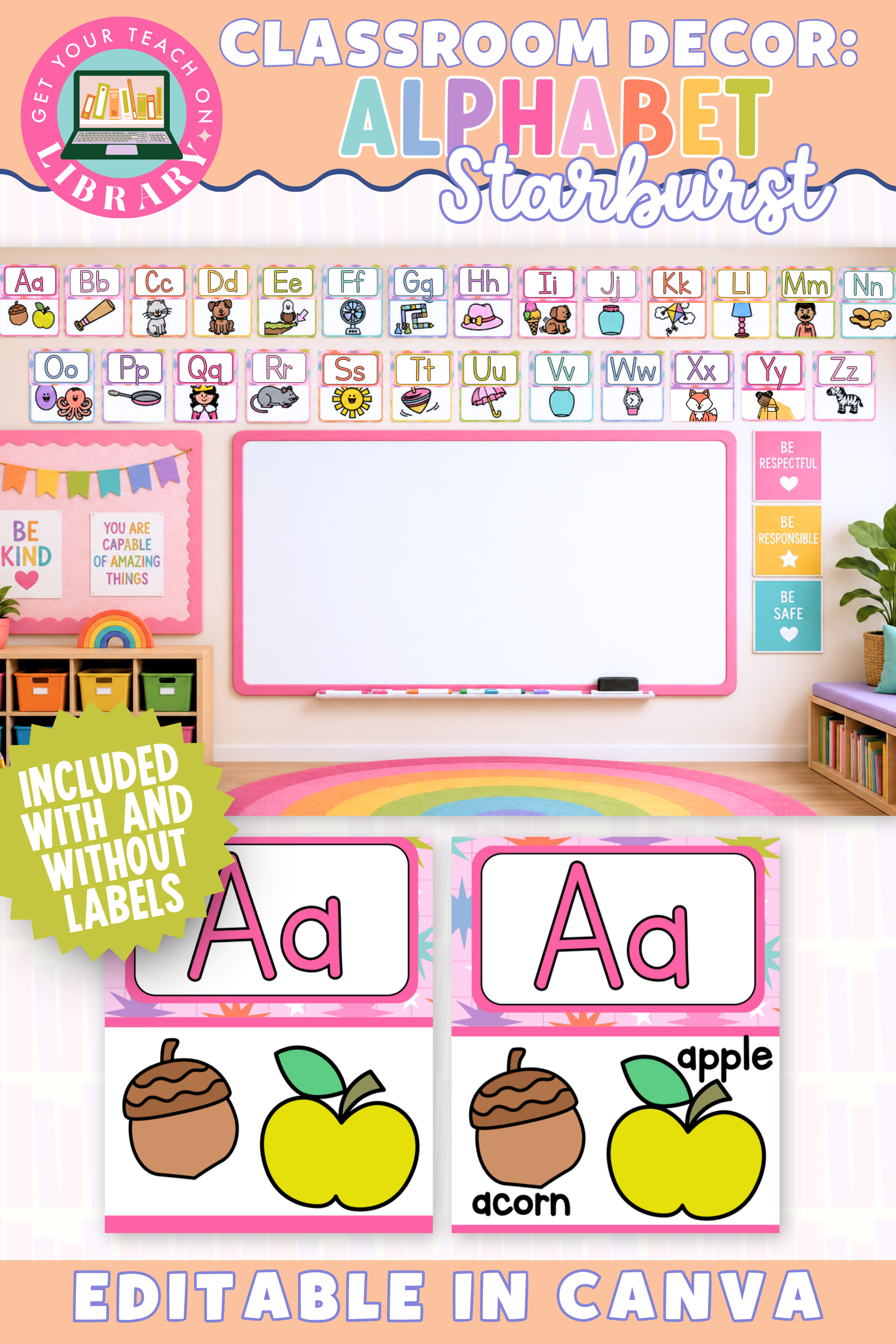 GYTO Classroom Decor: Alphabet Starburst Theme | Bright Classroom Decor