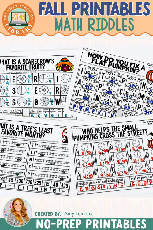 Fall No-Prep Printable: Fall Math Riddles