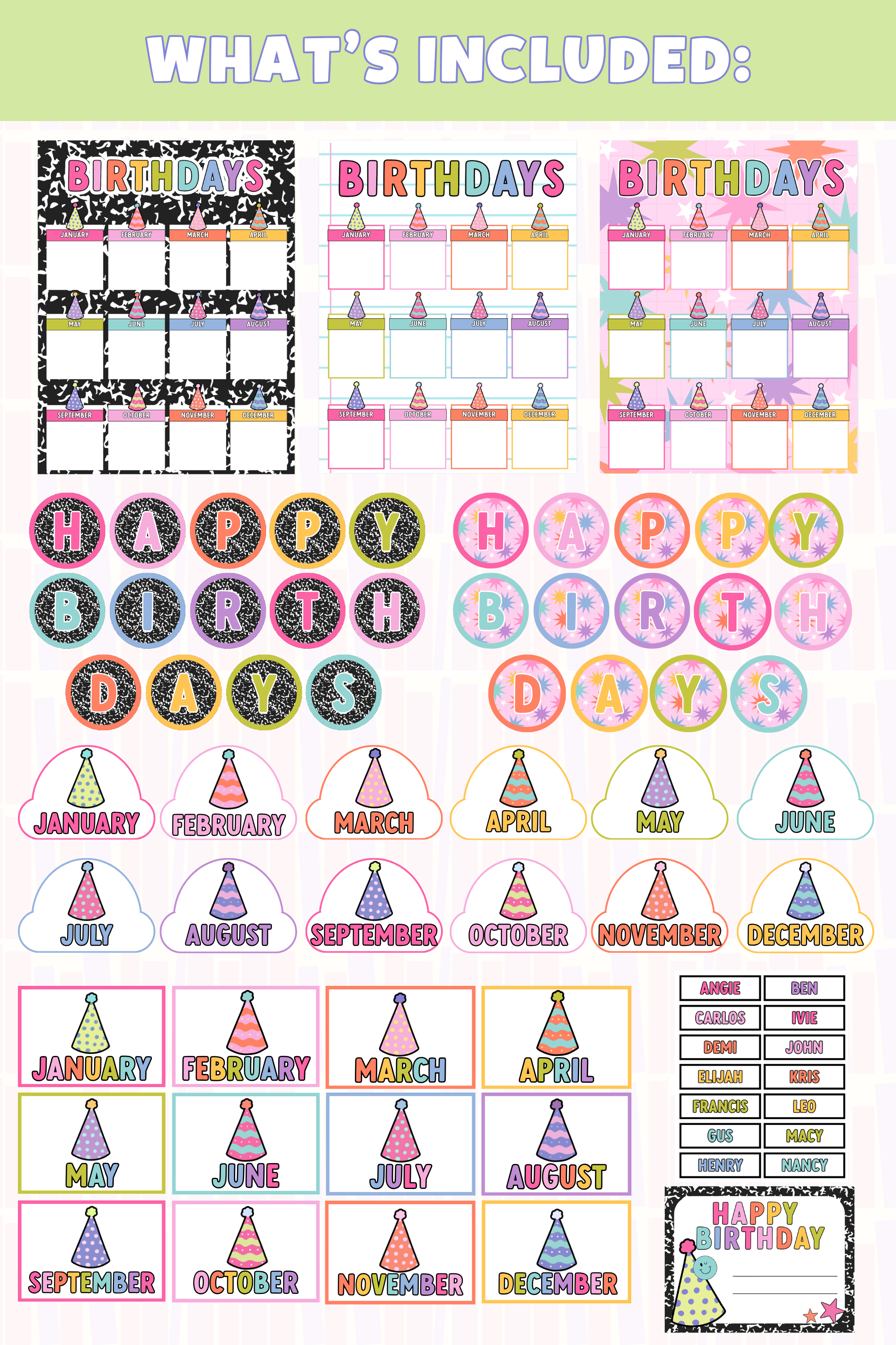 GYTO Classroom Decor: Student Birthdays Display | Bright Classroom Decor