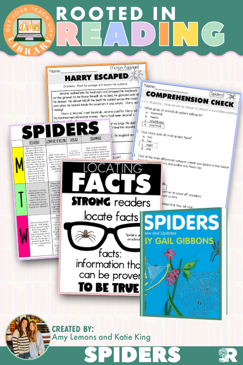 Rooted in Reading: Spiders Read Aloud Activities | Reading Comprehension for Nonfiction Text Features