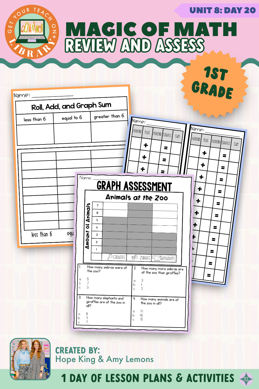 1st Grade Magic of Math: Unit 8 Day 20 Review and Assess