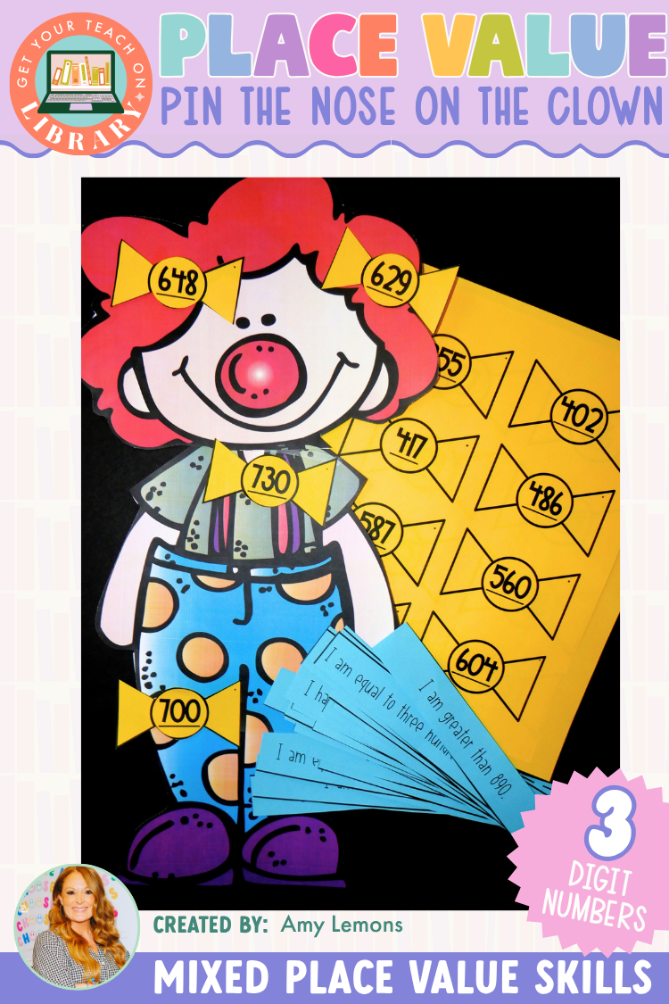 Three-Digit Place Value Party Clues: Pin the Bow Tie on the Clown