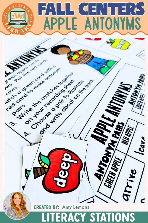 Fall Literacy Center: Apple Antonyms