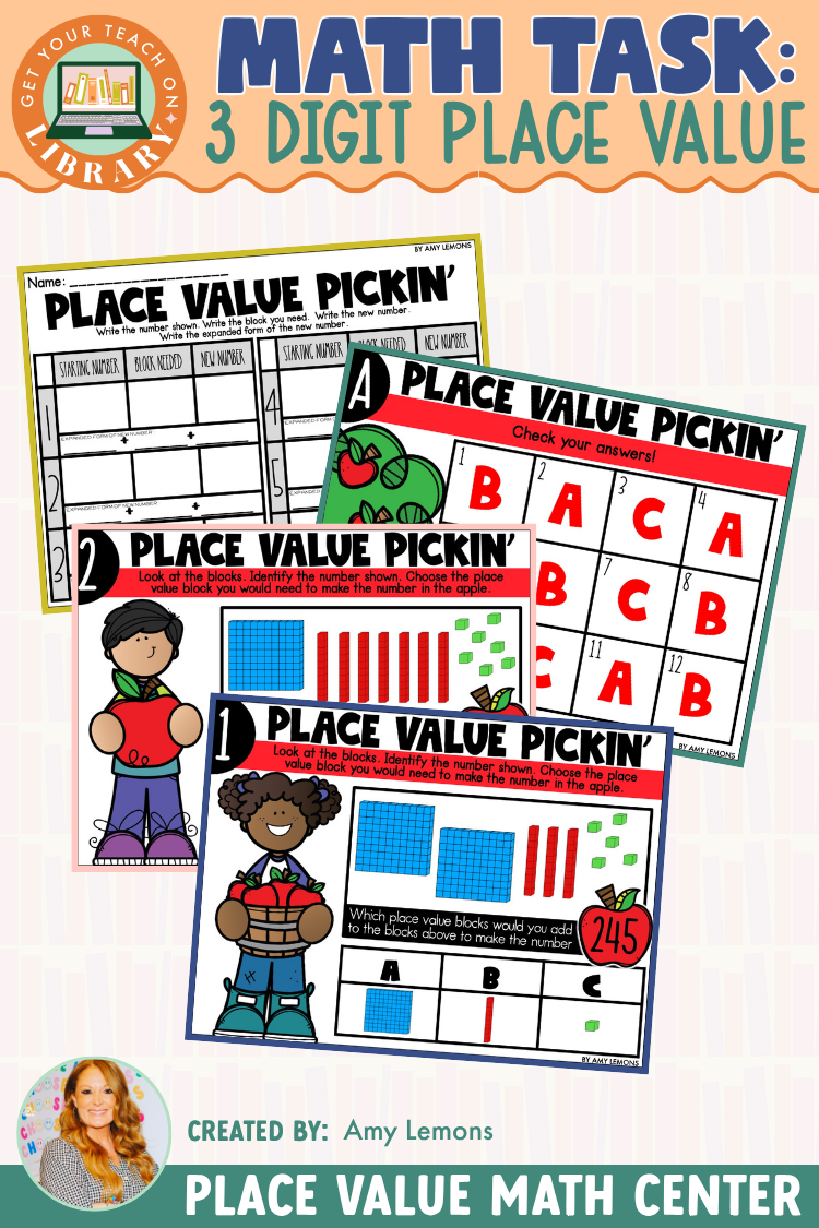 Math Task Cards: 3 Digit Place Value | Place Value Pickin’
