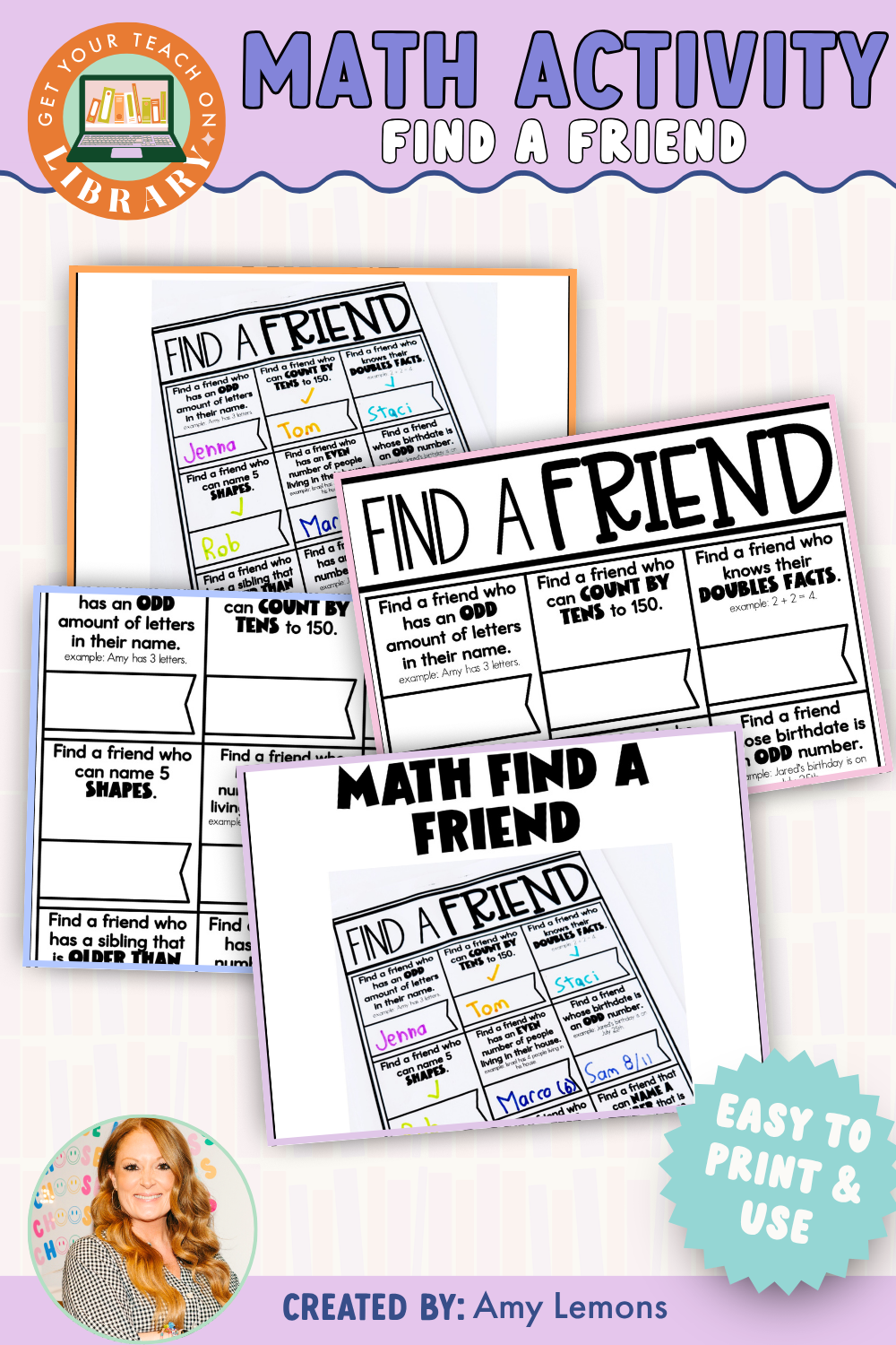 Back to School Math Activity: Find a Friend Ice Breaker