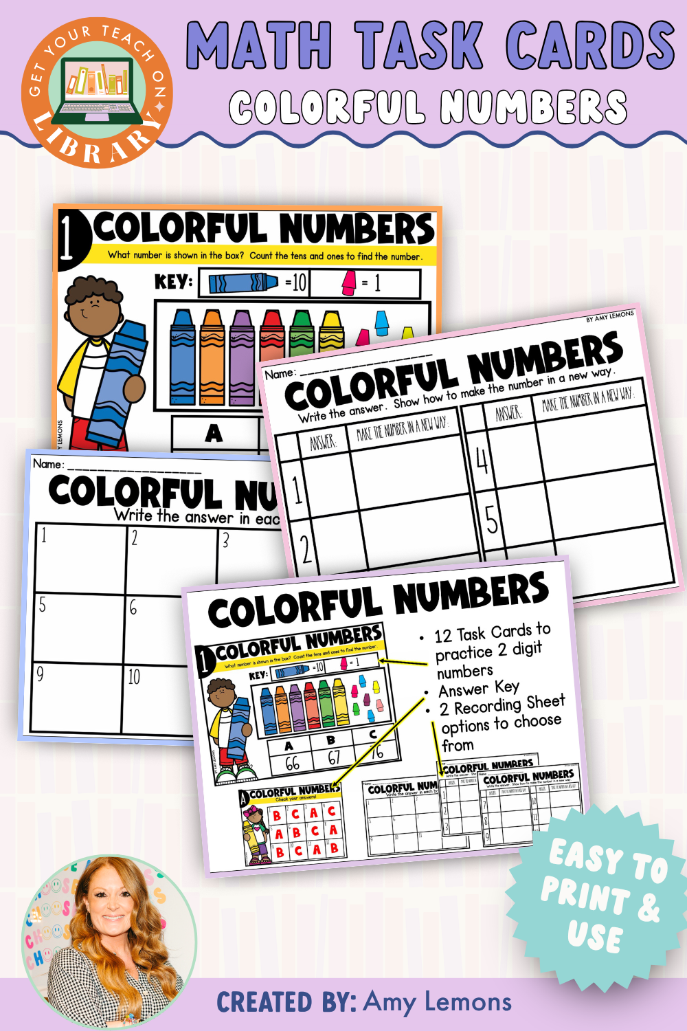 Back to School Math Task Cards: Colorful Numbers