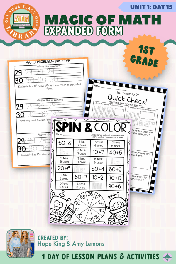 1st Grade Magic of Math Unit 1 Day 15: Expanded Form – printable math lesson by Hope King, Amy Lemons and Get Your Teach On