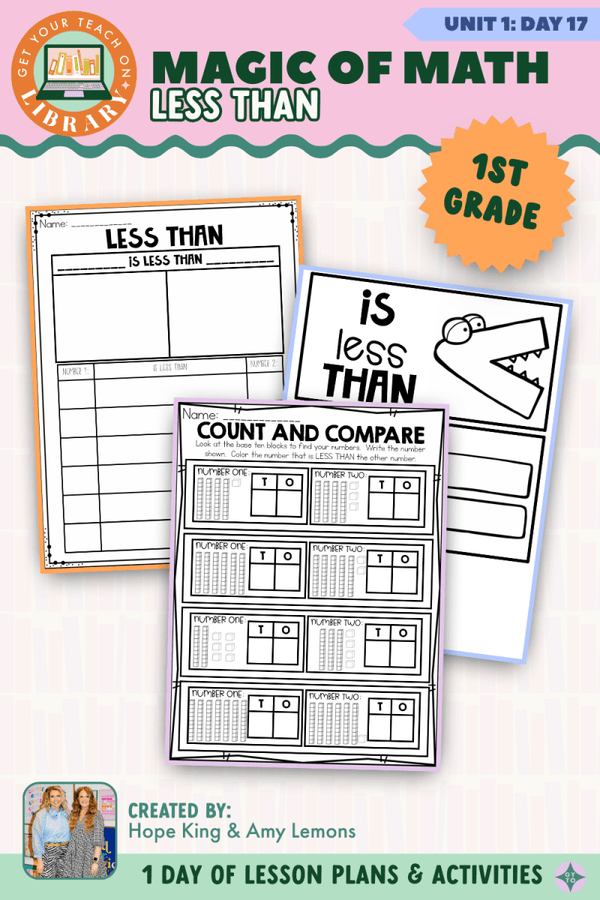 1st Grade Magic of Math Unit 1 Day 17: Less Than – printable math lesson by Hope King, Amy Lemons and Get Your Teach On