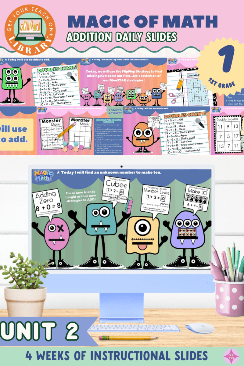 1st Grade Magic of Math Unit 2 Instructional Slides: Addition Facts, Strategies, & Word Problems - Shop GYTO - Get Your Teach On