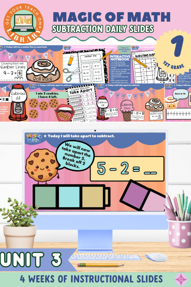 1st Grade Magic of Math Unit 3 Instructional Slides: Subtraction Facts, Strategies, & Word Problems - Shop GYTO - Get Your Teach On