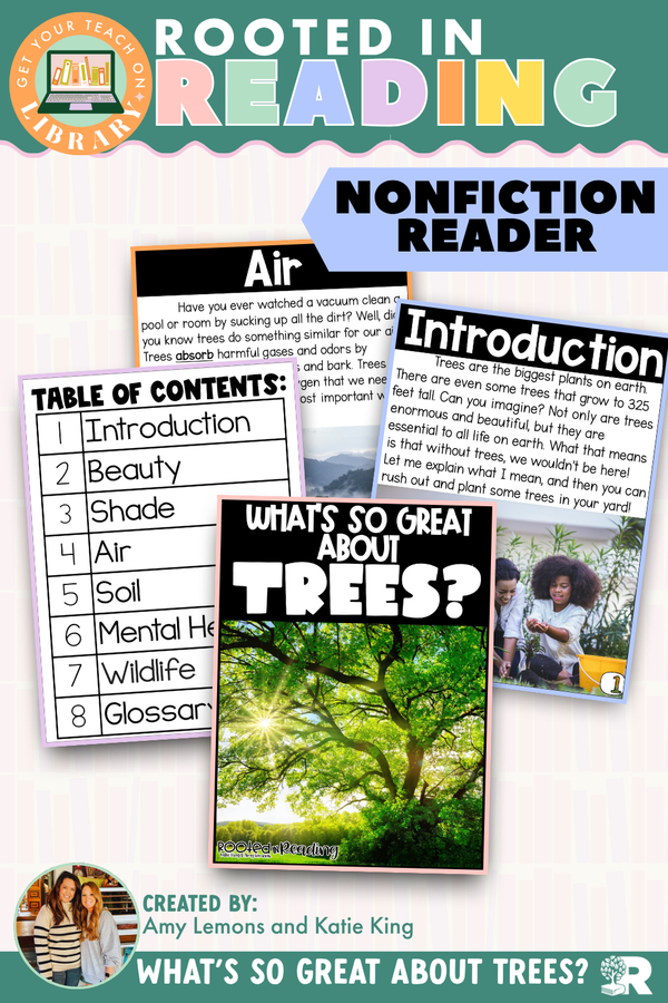 Rooted in Reading Nonfiction Reader: What's So Great About Trees? – printable reading classroom resource by Get Your Teach On