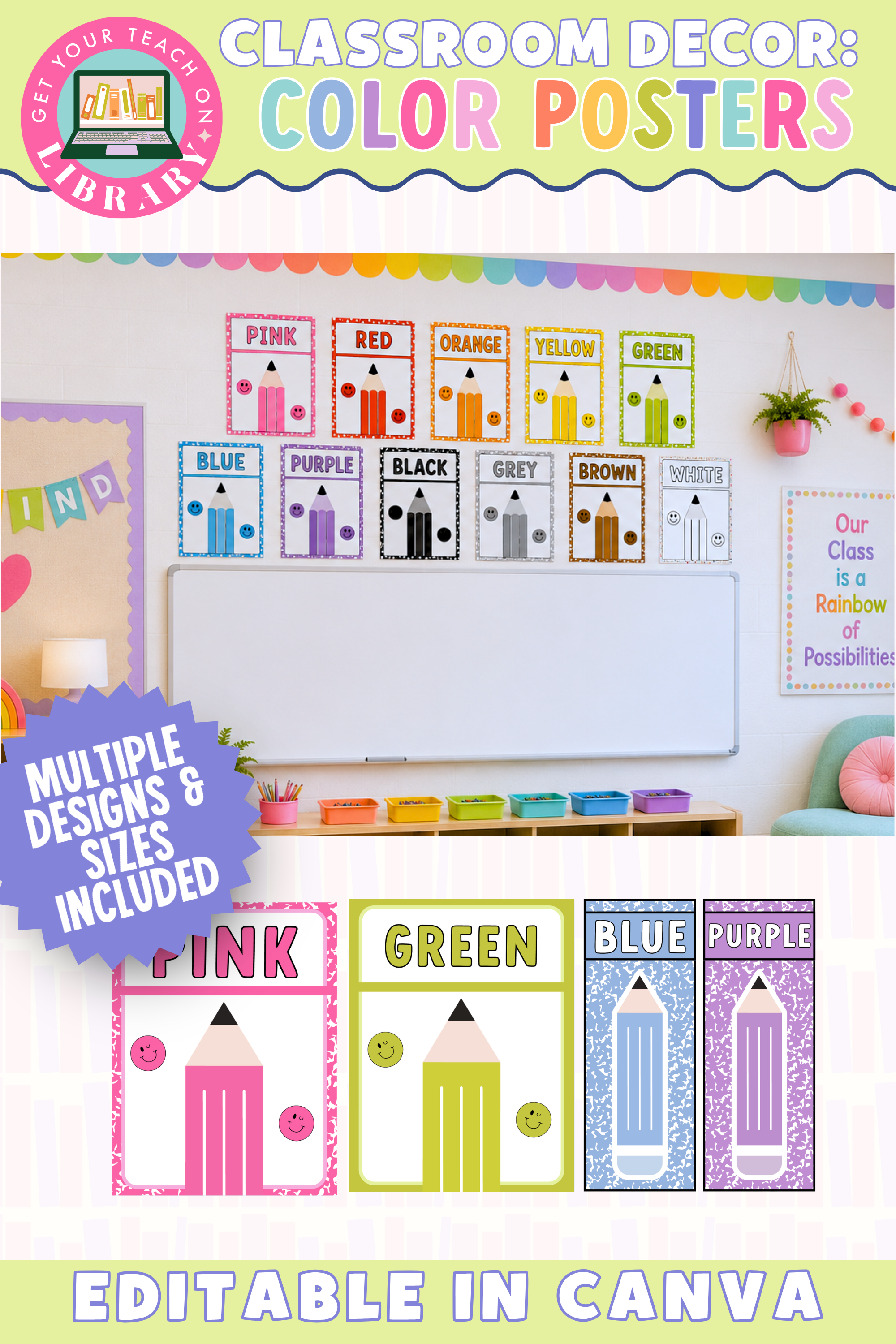 GYTO Classroom Decor: Color Posters | Bright Classroom Decor