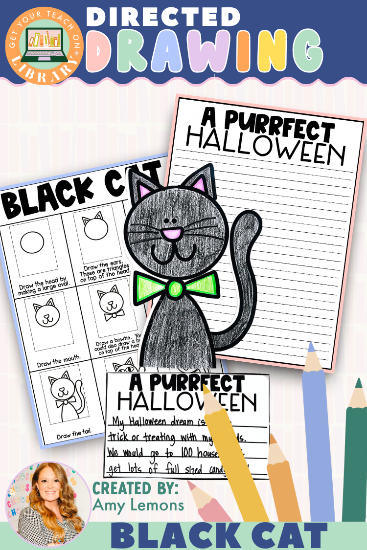 Black Cat Directed Drawing & Halloween Writing Activity