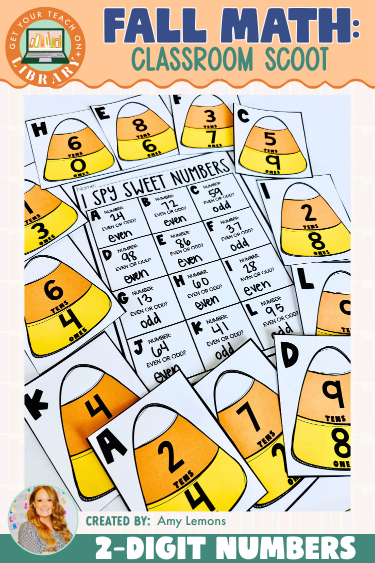 Candy Corn Math Scoot | 2-Digit Place Value & Even and Odd Numbers