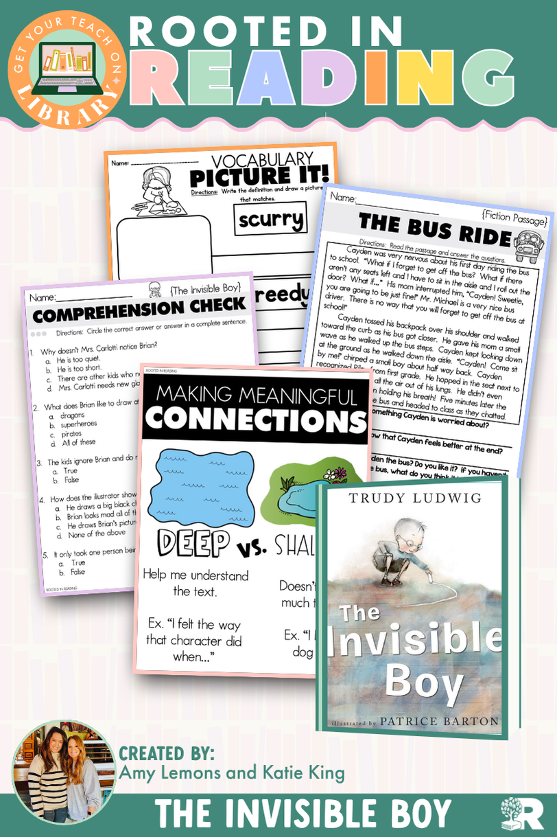 Rooted in Reading: The Invisible Boy | Reading Comprehension Activities for Making Connections