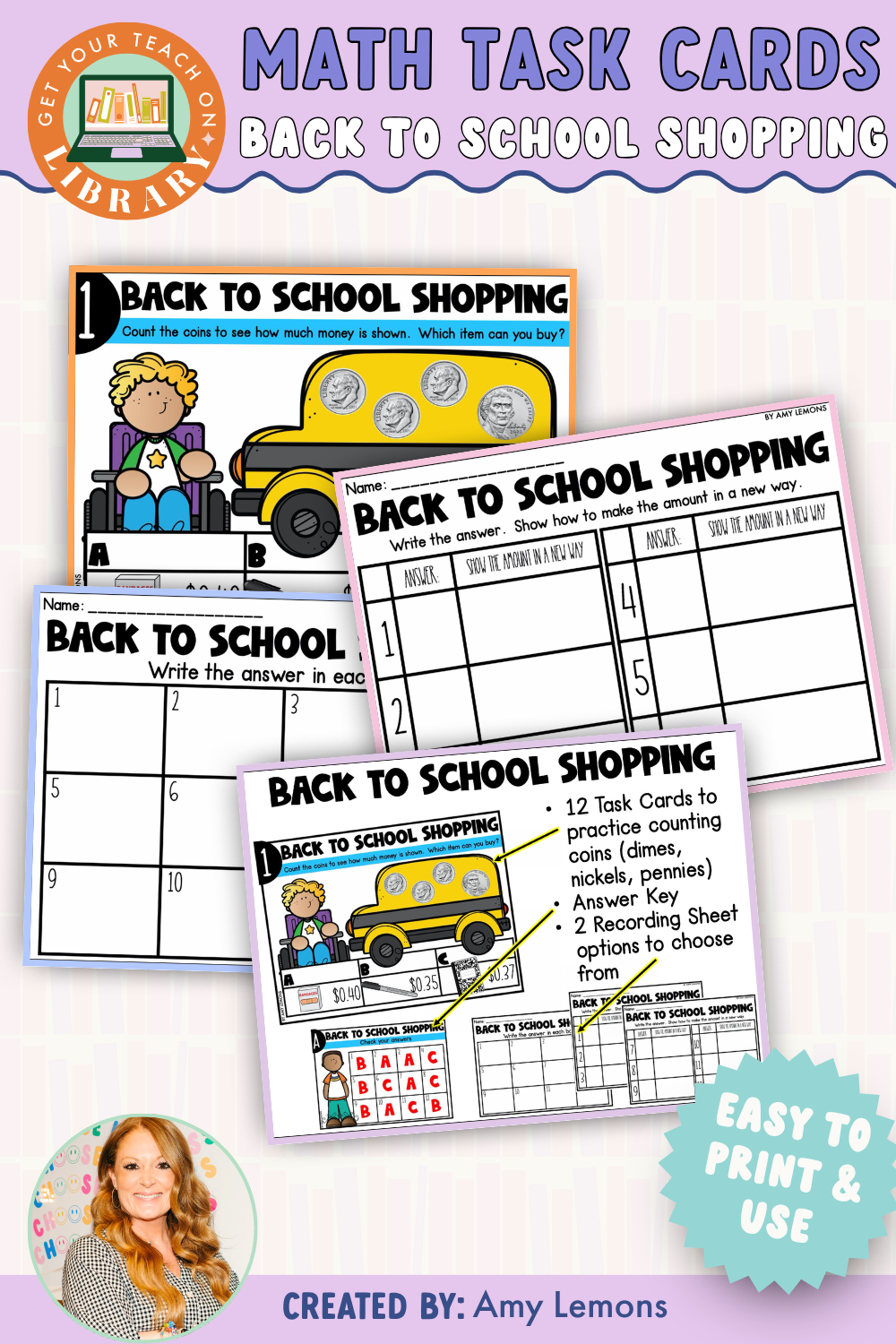Back to School Math Task Cards: Back to School Shopping