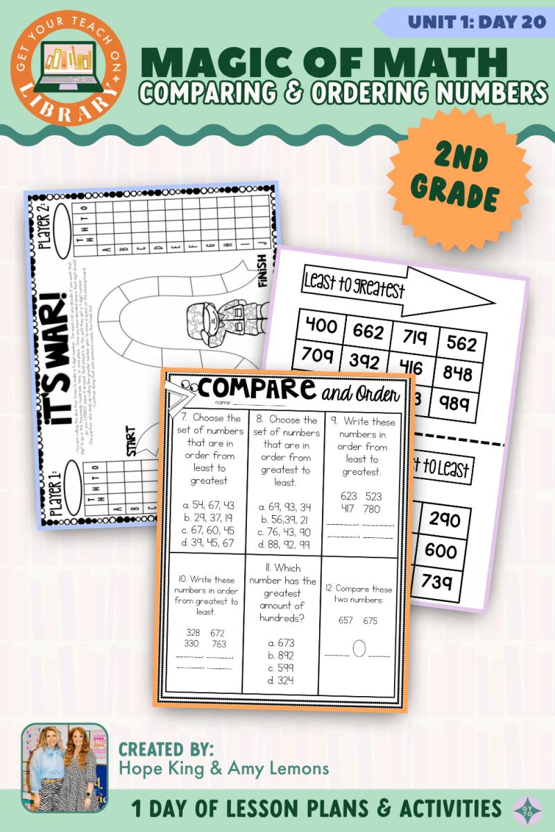 2nd Grade Magic of Math: Unit 1 Day 20 Comparing and Ordering Numbers - Shop GYTO - Get Your Teach On