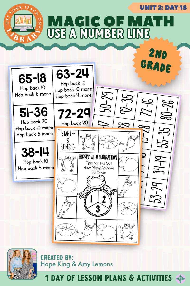 2nd Grade Magic of Math: Unit 2 Day 18 Use a Number Line to Subtract - Shop GYTO - Get Your Teach On