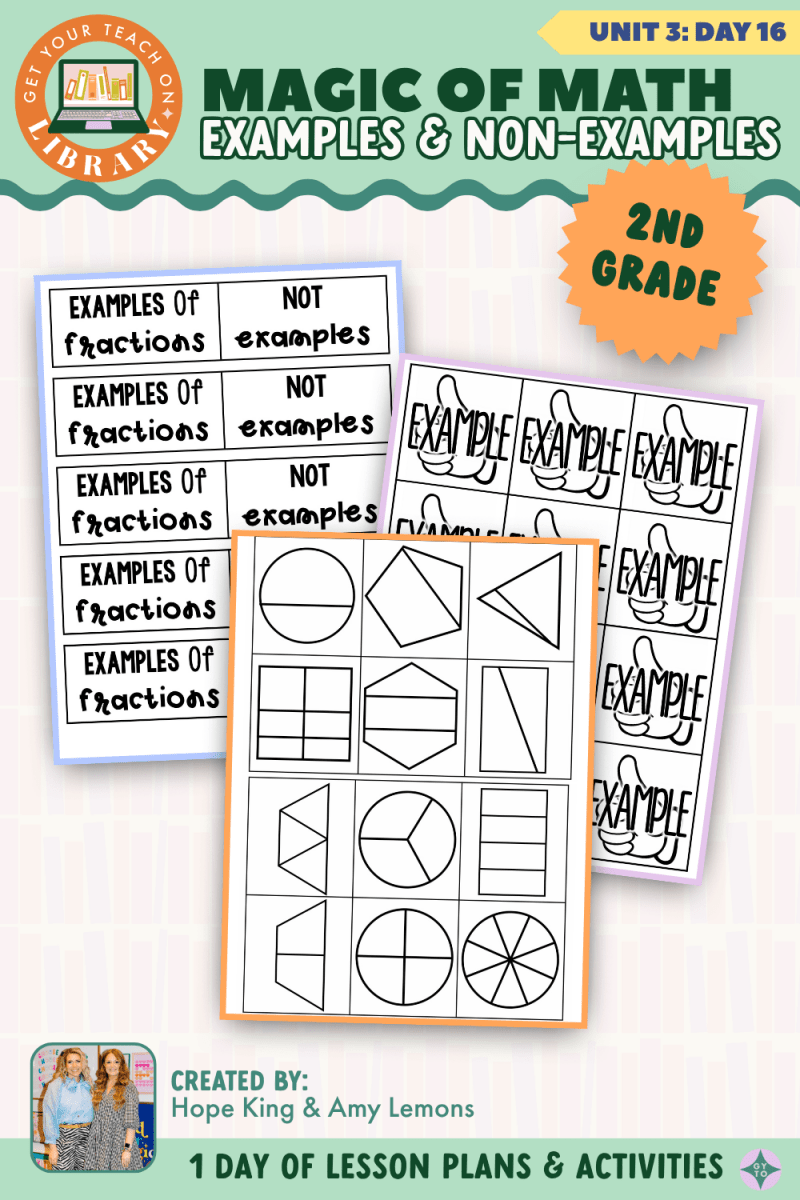 2nd Grade Magic of Math: Unit 3 Day 16 Examples and Non-Examples of Fractions - Shop GYTO - Get Your Teach On