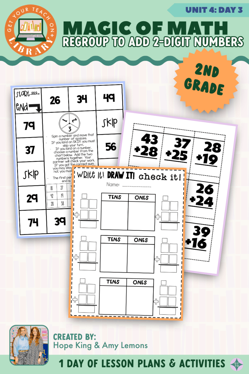 2nd Grade Magic of Math: Unit 4 Day 3 Regroup to Add 2-Digit Numbers - Shop GYTO - Get Your Teach On
