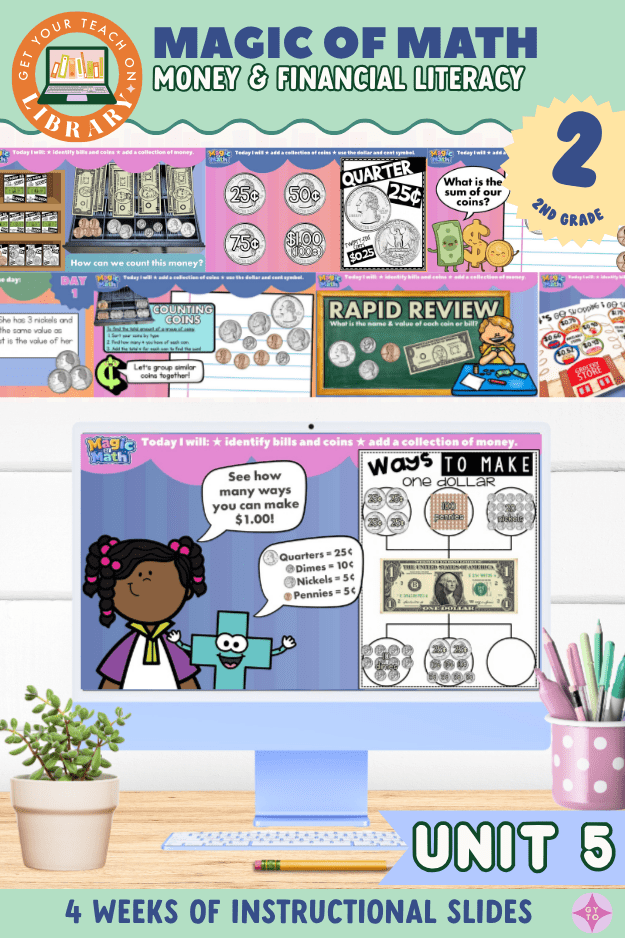 2nd Grade Magic of Math Unit 5 Instructional Slides: Money, Counting Coins, and Financial Literacy - Shop GYTO - Get Your Teach On