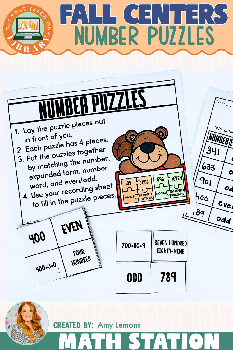 Fall Math Station: 3-Digit Number Forms & Even and Odd Numbers