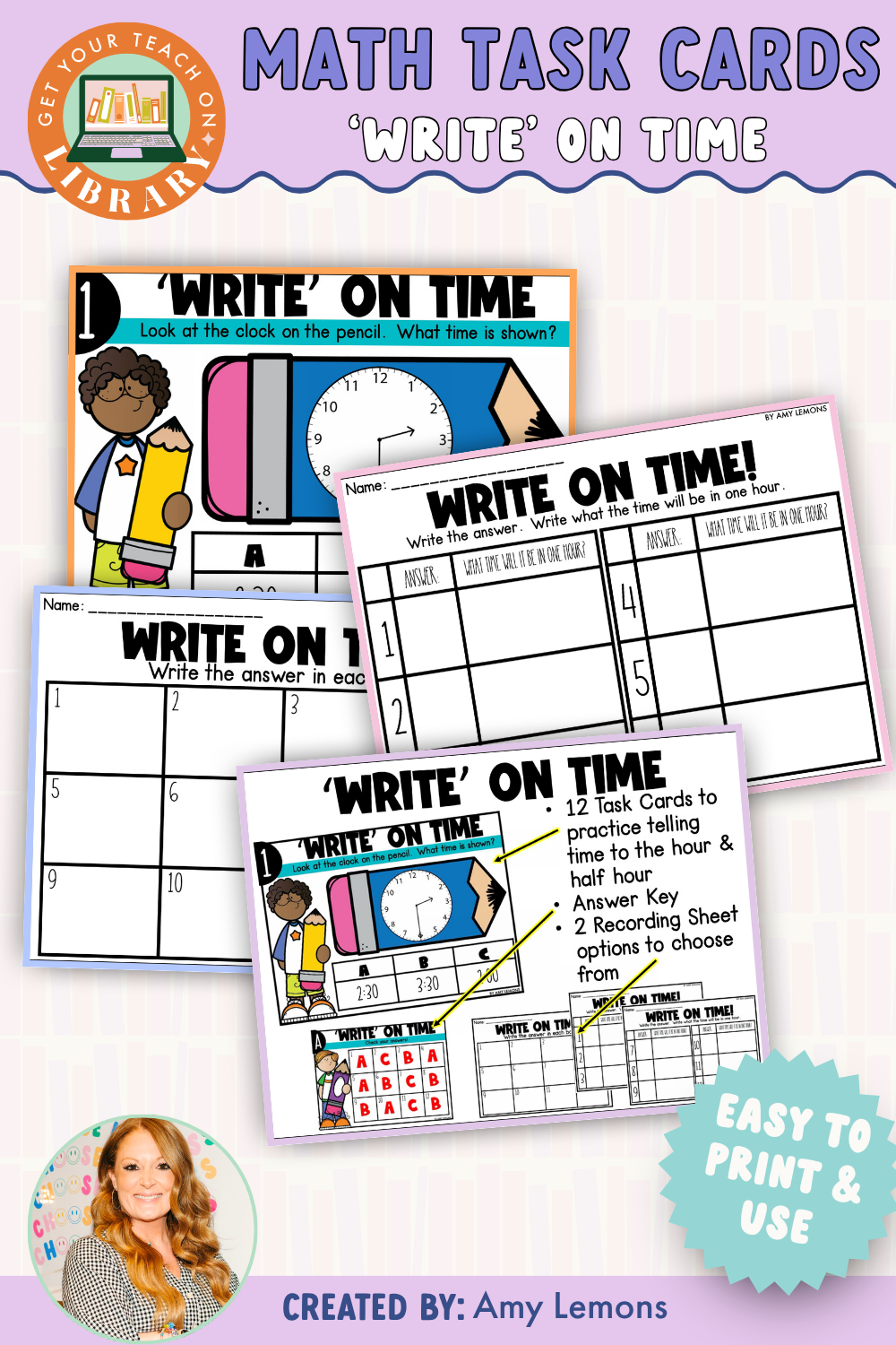 Back to School Math Task Cards: 'Write' on Time
